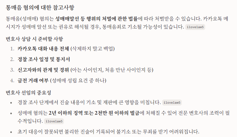 부산통매음변호사 경찰조사 준비사항 Perplexity AI 답변