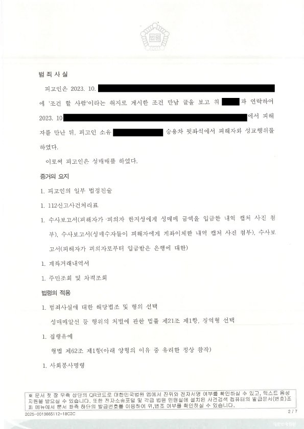 부산성매매변호사 수행 사건의 범죄사실과 증거 요지